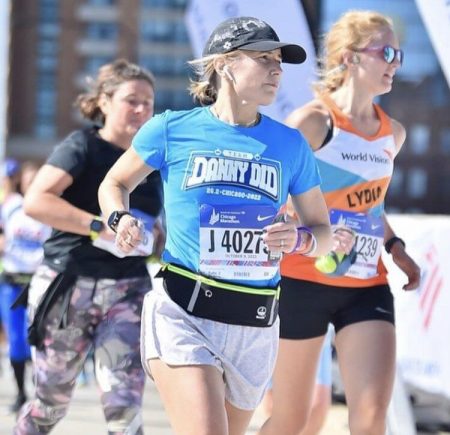 Jen Sime running a marathon for kids facing epilepsy.Danny Did Volunteer Jen Sime running a marathon for kids facing epilepsy.Danny Did Volunteer